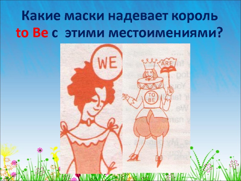 Какие маски надевает король  to Be с  этими местоимениями?